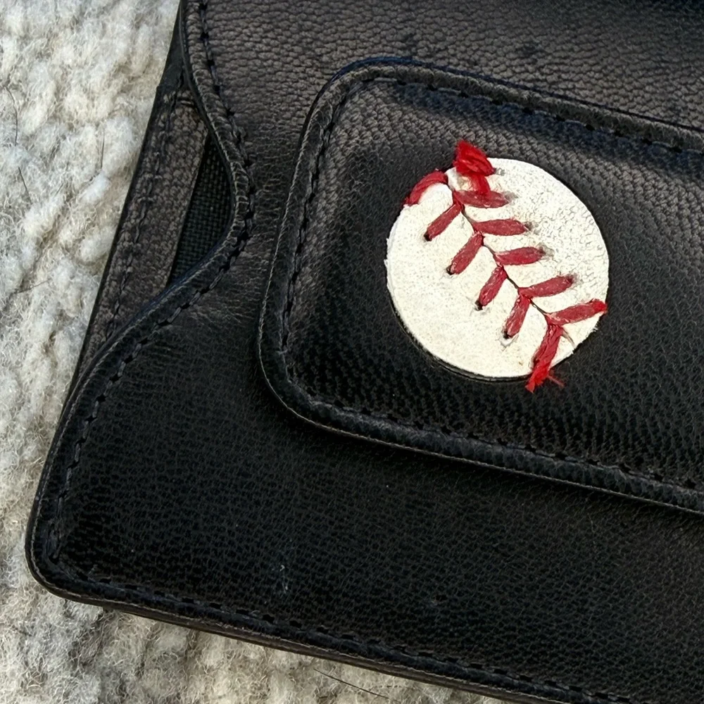 New York Mets Game Used Baseball Money Clip Wallet